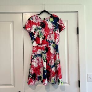 Milly Women's Capsleeve Fit and Flare Multicolor‎ Bright Dress Size 12